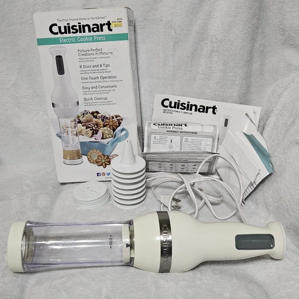 Cuisinart‎ Electric Cookie Press CCP-20 8 Discs 8 Tips COMPLETE